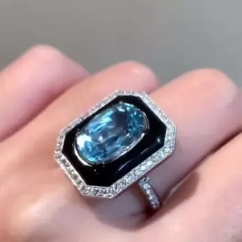 4ct Oval Cut Aquamarine Halo Engagement Ring