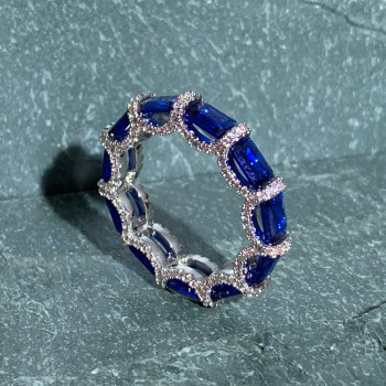 7.95ctw Emerald Cut Blue Sapphire Eternity Band