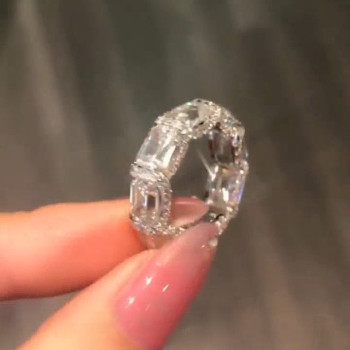 7.95ctw Emerald Cut White Sapphire Eternity Band