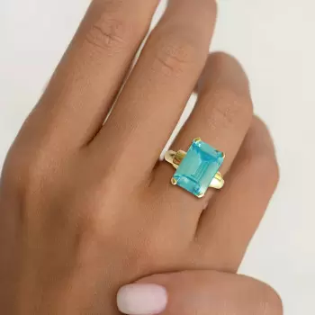 8.4ct Emerald Cut Aquamarine Engagement Ring