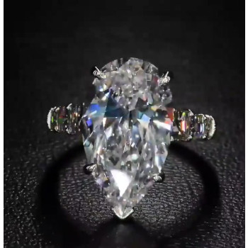 6ct Pear Cut White Sapphire Engagement Ring