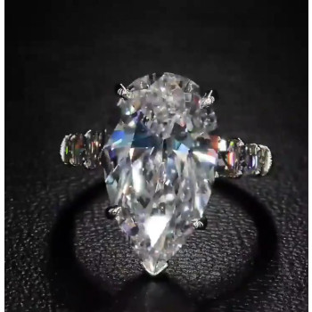 6ct Pear Cut White Sapphire Engagement Ring