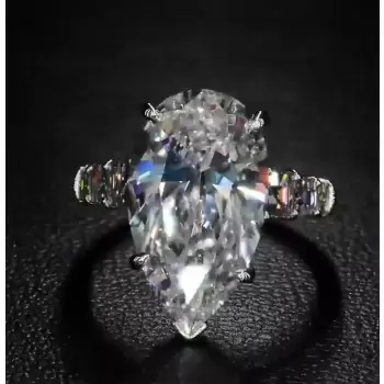 6ct Pear Cut White Sapphire Engagement Ring