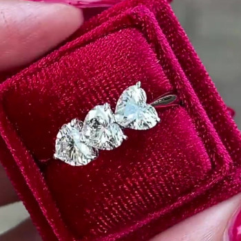 3ctw Heart Cut Three-stone Engagement Ring