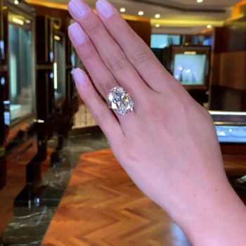 9.3ct Oval Cut White Sapphire Engagement Ring
