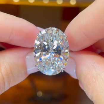 9.3ct Oval Cut White Sapphire Engagement Ring