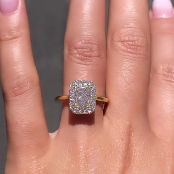 3.4ct Radiant Cut White Sapphire Engagement Ring in Gold
