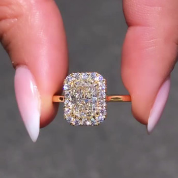 3.4ct Radiant Cut White Sapphire Engagement Ring in Gold