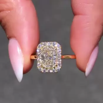 3.4ct Radiant Cut White Sapphire Engagement Ring in Gold
