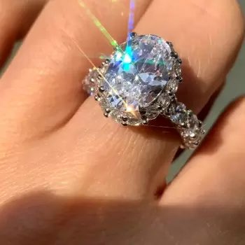 4ct Halo Oval Cut White Sapphire Engagement Ring