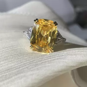 20ct Cushion Cut Yellow Sapphire Cocktail Ring