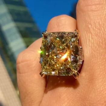 20ct Cushion Cut Yellow Sapphire Cocktail Ring