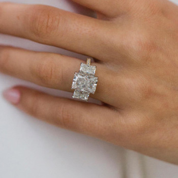 4.5ct Three-stone Radiant Cut Engagement Ring