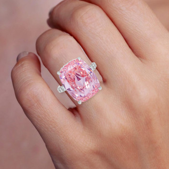 14ct Cushion Cut Pink Sapphire Engagement Ring