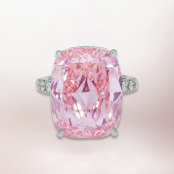 14ct Cushion Cut Pink Sapphire Engagement Ring