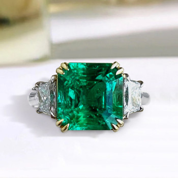 5.6ct Three-stone Emerald Cut Engagement Ring