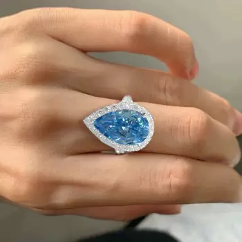 10ct Pear Cut Aquamarine Halo Cocktail Ring