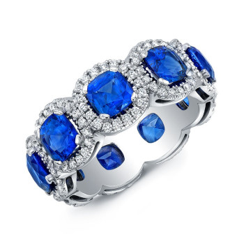 11ctw Cushion Cut Sapphire Eternity Ring