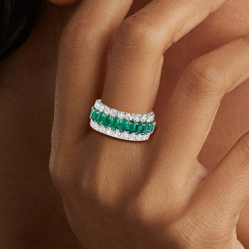6.25ct Triple Row Oval Cut Green Sapphire Wedding Eternity Band