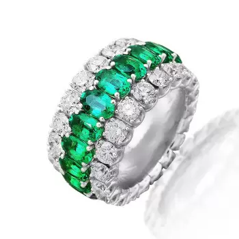 6.25ct Triple Row Oval Cut Green Sapphire Wedding Eternity Band