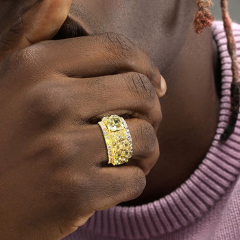 18ctw Cushion Cut Yellow Sapphire Men's Eternity Ring