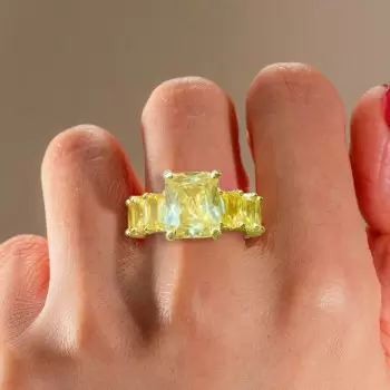 13ctw Radiant Cut Yellow Sapphire Engagement Ring
