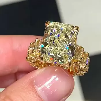 13ctw Radiant Cut Yellow Sapphire Engagement Ring