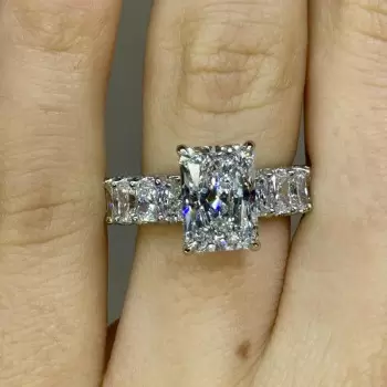 4ct Radiant Cut White Sapphire Classic Engagement Ring