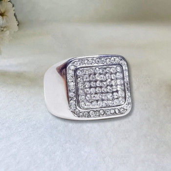 1.58ct Men's Micro-pave Setting Round Cut White Sapphire Ring