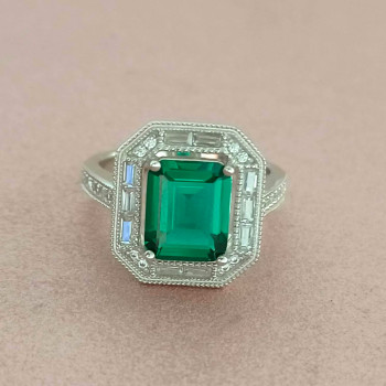5.2ct Art Deco Halo Emerald Cut Engagement Ring