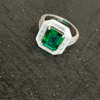 5.2ct Art Deco Halo Emerald Cut Engagement Ring
