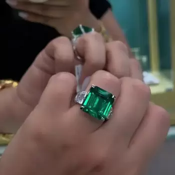 10ct Emerald Cut Engagement Ring in Sterling Silver