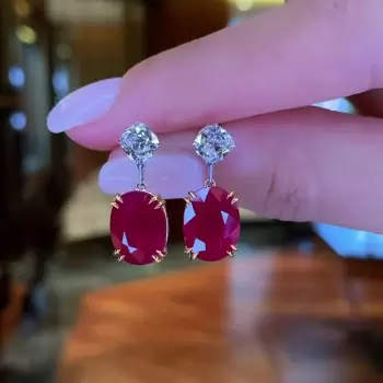 9ctw Oval Cut Ruby Classic Drop Earrings