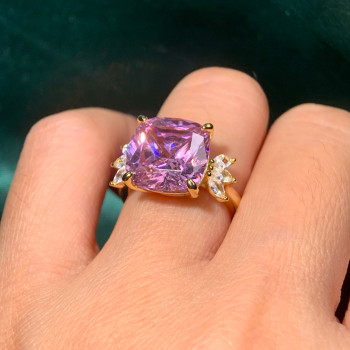 10ct Cushion Cut Pink Sapphire Engagement Ring in Gold
