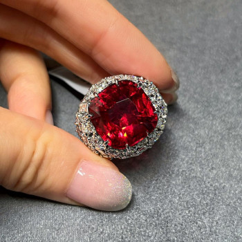 16ct Cushion Cut Ruby Bold Cocktail Ring