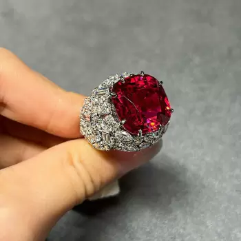 16ct Cushion Cut Ruby Bold Cocktail Ring