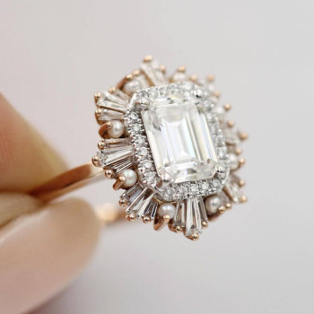 7ctw Octagon Emerald Cut White Sapphire Engagement Ring