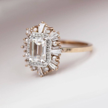 7ctw Octagon Emerald Cut White Sapphire Engagement Ring