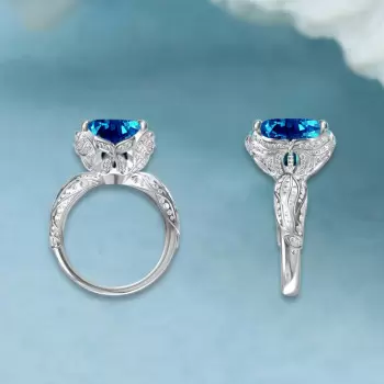12ct Cushion Cut Aquamarine Mermaid Inspired Cocktail Ring