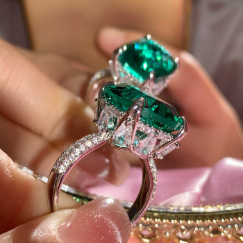 16ct Cushion Cut Emerald Vintage Cocktail Ring