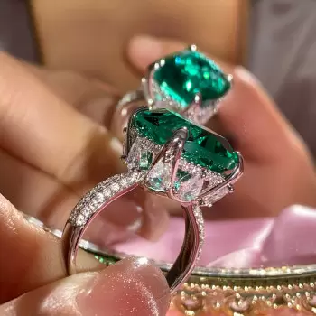 16ct Cushion Cut Emerald Vintage Cocktail Ring