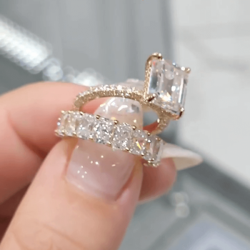 3.75ct Emerald Cut White Sapphire 2pcs Bridal Set in Gold