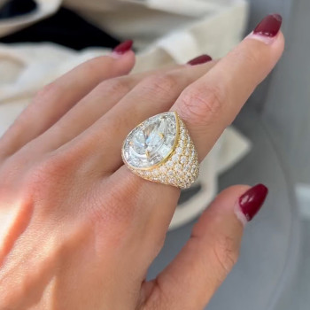 3ct Pear Cut White Sapphire Vintage Bold Engagement Ring
