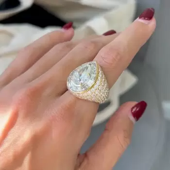 3ct Pear Cut White Sapphire Vintage Bold Engagement Ring