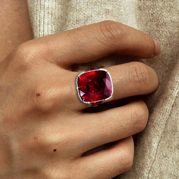 9.5ct Cushion Cut Ruby Cocktail Ring