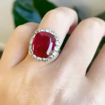 11ct Halo Cushion Cut Ruby Engagement Ring