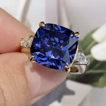 9.5ct Cushion Cut Blue Sapphire Engagement Ring