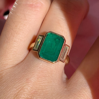 5ct Emerald Cut Bezel Set Engagement Ring