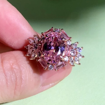 3ct Oval Cut Pink Sapphire Vintage Halo Floral Ring