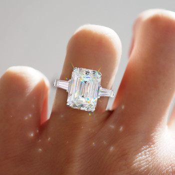 5ct Emerald Cut White Sapphire Engagement Ring